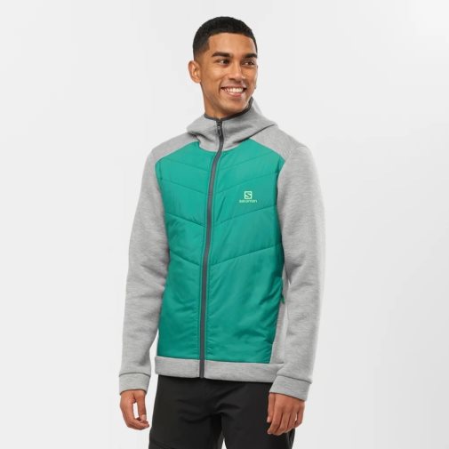 Grey / Green Salomon Essential Xwarm Hybrid Men's Jackets | PH 64359D